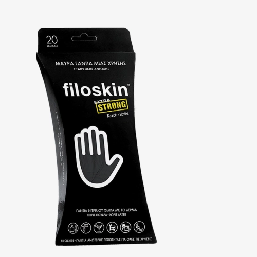 Filoskin, Extra Strong nitrile black powder-free gloves 