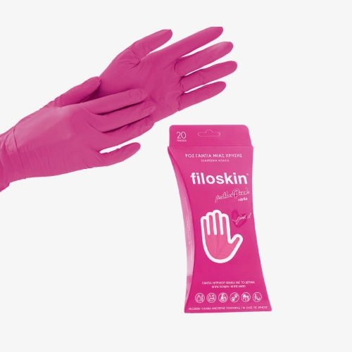 Filoskin, Featherpink nitrile pink powder-free gloves 