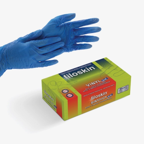 Filoskin, Γάντια βινυλίου μπλε, με πούδρα 