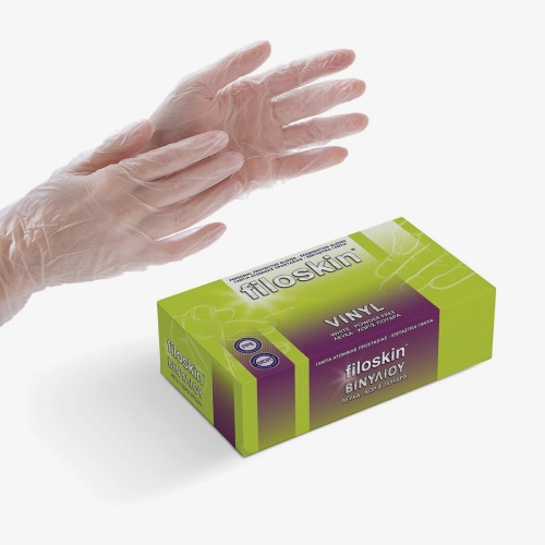 Filoskin, Vinyl white (clear) powder-free gloves 