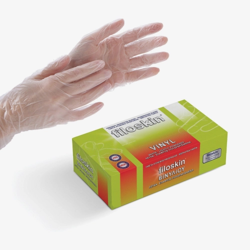 Filoskin, Vinyl white (clear) powdered gloves 