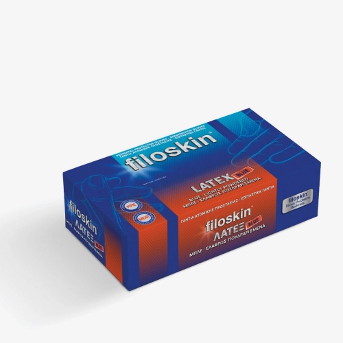 Filoskin, Γάντια λάτεξ μπλε, με πούδρα 