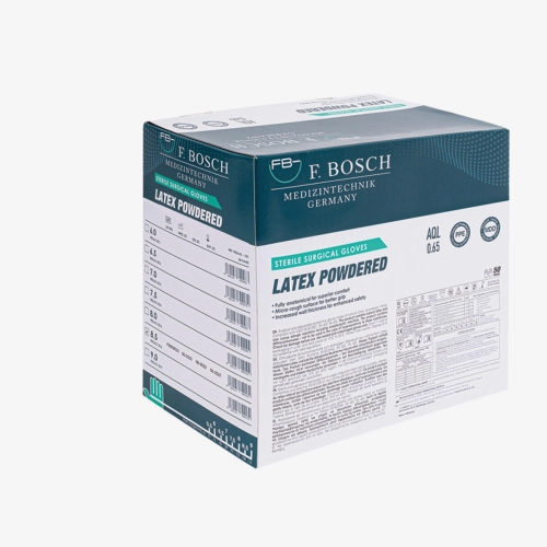F. Bosch, Γάντια λάτεξ χειρουργικά αποστειρωμένα λευκά, με πούδρα 