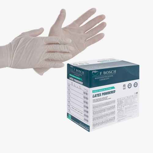 F. Bosch, Γάντια λάτεξ χειρουργικά αποστειρωμένα λευκά, με πούδρα 