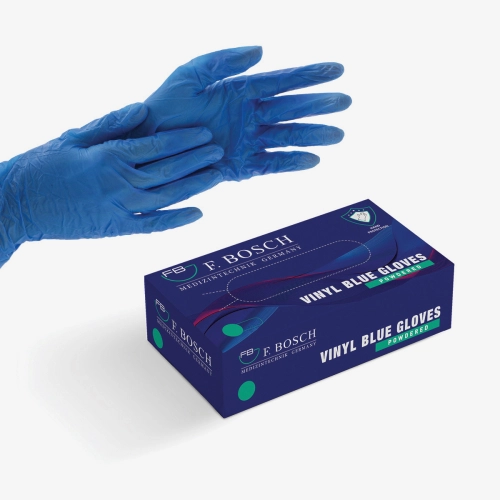 F. Bosch, Vinyl blue powdered gloves 