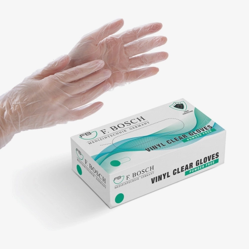 F. Bosch, Vinyl white (clear) powder-free gloves 