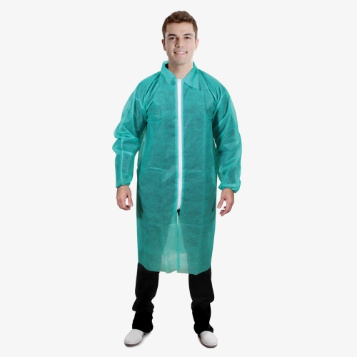 F. Bosch, Visitor coat non - woven, with zipper, green, 70x110cm, XLarge size 