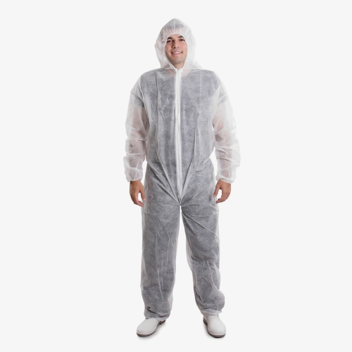 F. Bosch, Coverall non - woven full body, with hood, zip, elastic wrist, white, 3XLarge size 