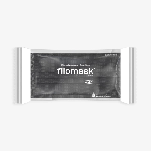 Νέα Μάσκα filomask, 3ply, μαύρη, ατομικά συσκευασμένη 