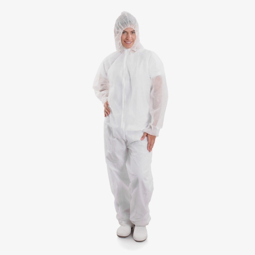 F. Bosch, Coverall non - woven full body with hood, zip, elastic wrist, white, XXLarge size 